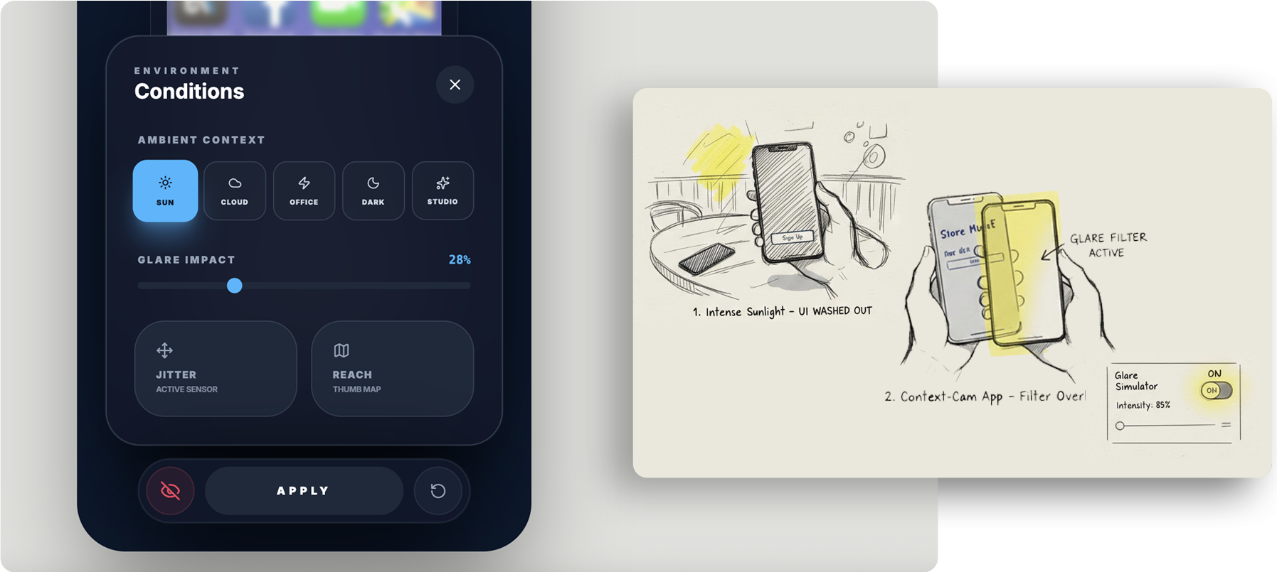 Screenshots of Context Cam glare filter
