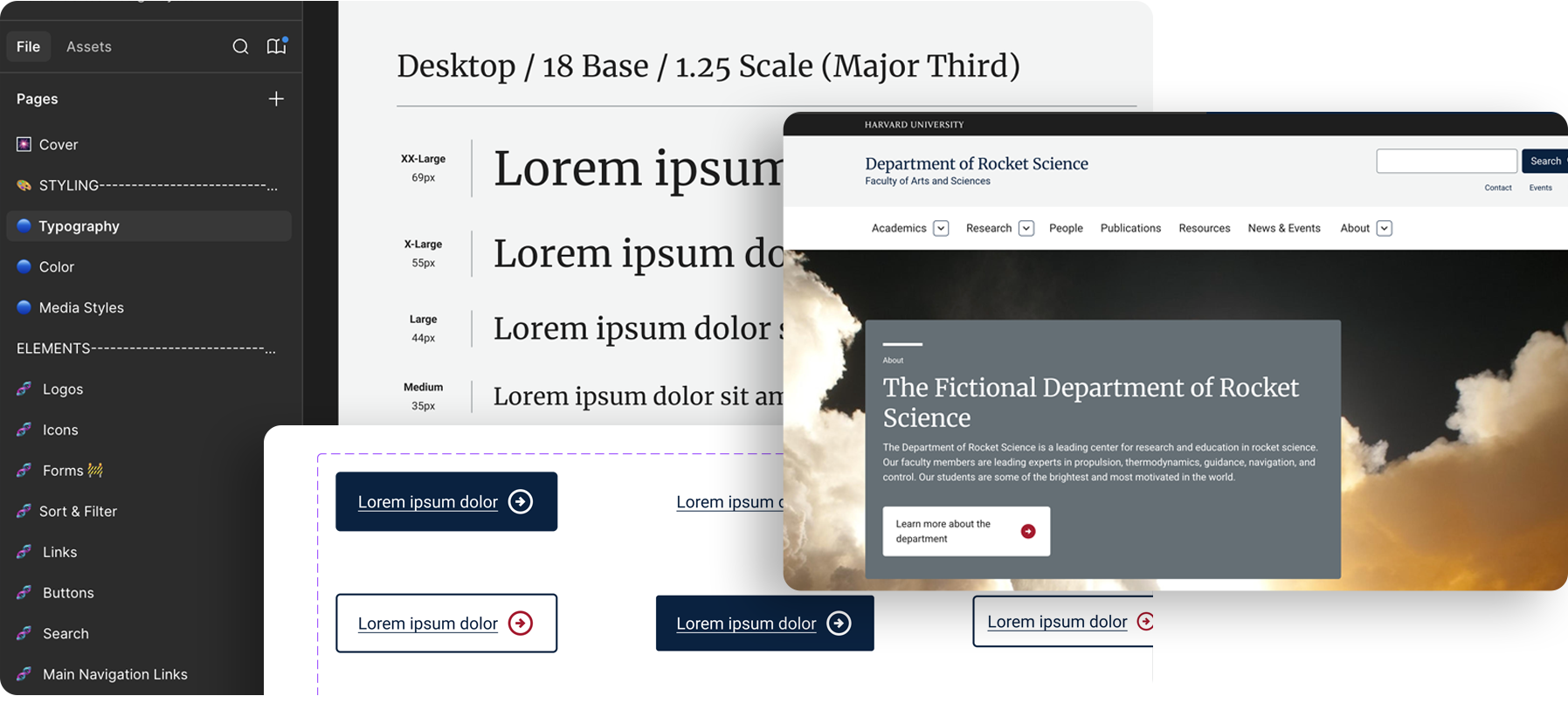 Screenshots of Figma and homepage
