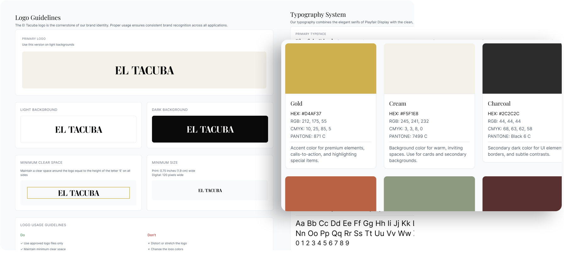 Screenshots of branding guide