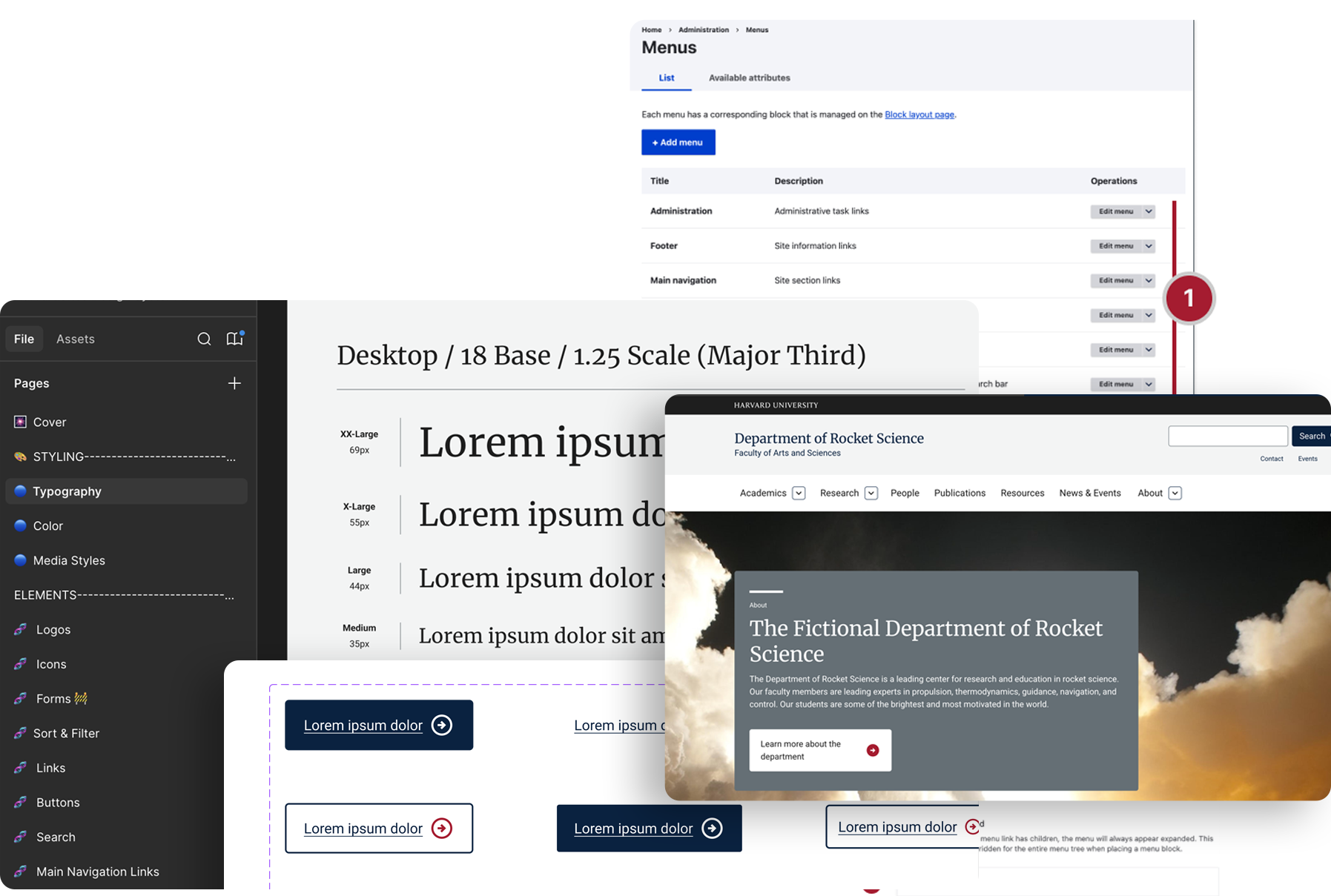 Screenshots of Figma and homepage